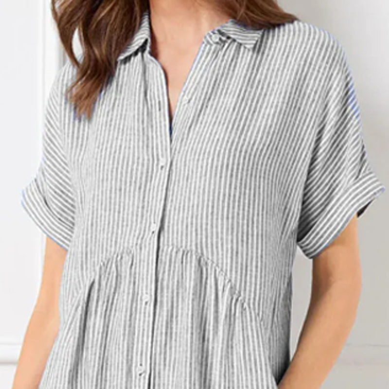 🎉This week's Special Sales - 50% OFF✨Striped Lapel Button Down Shirt Dress | With Functional Pockets