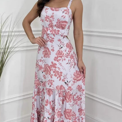 💖LAST DAY SALE 50% OFF💖Women's Floral Print Dress with Pleated Hem