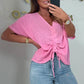 ✨2025 New Arrivals ✨Women's Casual V-Neck Tie Front Short Sleeve Top