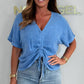 ✨2025 New Arrivals ✨Women's Casual V-Neck Tie Front Short Sleeve Top
