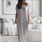 🔥🔥Last Day Special Discount💃Women's Summer Casual Loose Solid Color Short-Sleeve Long Dress