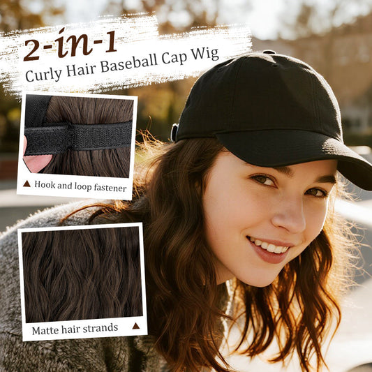 2-in-1 Curly Hair Baseball Cap Wig