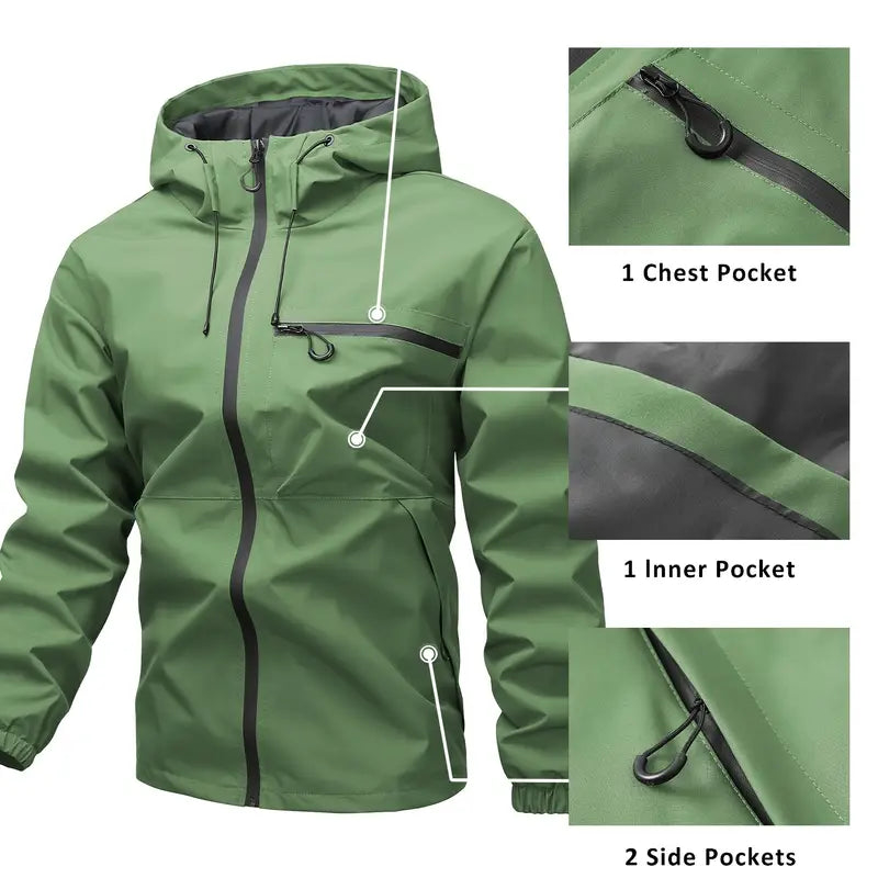Einfarbige Outdoor-Sportjacke für Herren