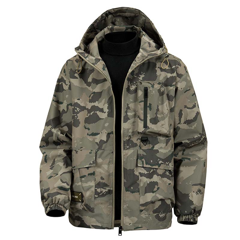 Men's Camouflage Hooded Jacket with Multi-Pocket