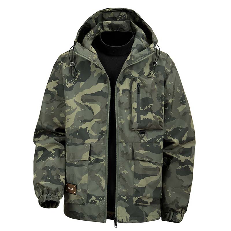 Men's Camouflage Hooded Jacket with Multi-Pocket