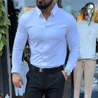 Herren lässiges einfarbiges Slim-Fit-Hemd