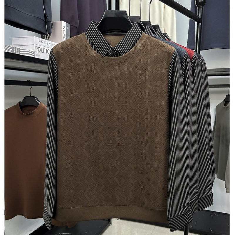 Herren lässiges Langarm-Oberteil in Layering-Optik