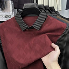 Herren lässiges Langarm-Oberteil in Layering-Optik