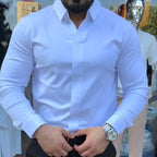 Herren lässiges einfarbiges Slim-Fit-Hemd