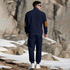 🔥Kostenloser Versand 🔥Lässiges Jacquard-Oberteil mit Stehkragen und Hose mit elastischen Bündchen