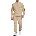 🔥Kostenloser Versand 🔥Lässiges Jacquard-Oberteil mit Stehkragen und Hose mit elastischen Bündchen